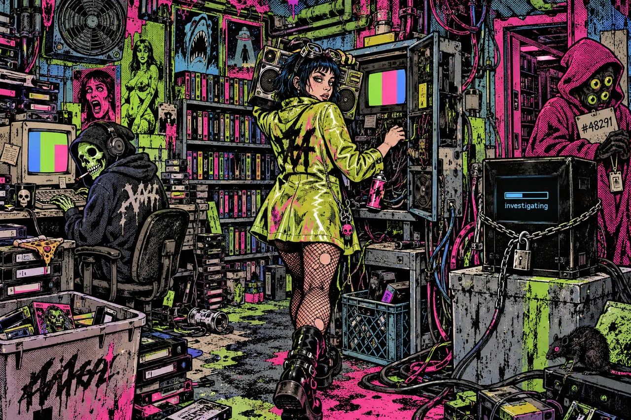 A sealed black box guarded by a support-ticket creature, she opens the side panel of her own machine instead